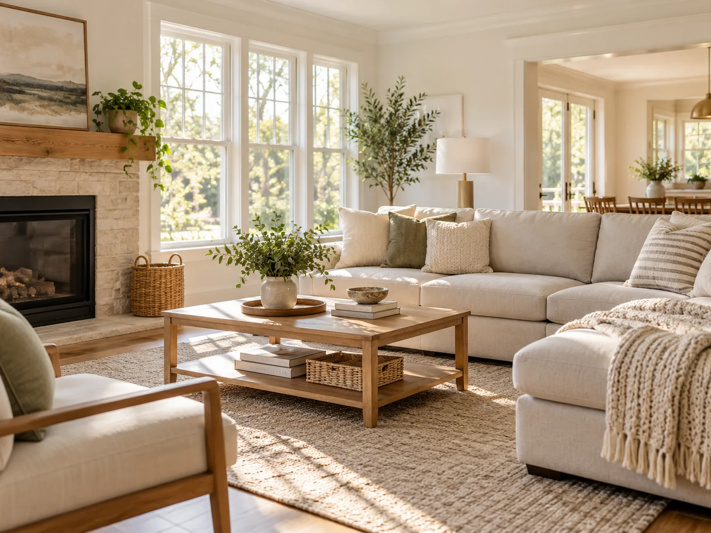 Bright, freshly cleaned living room in a modern home.