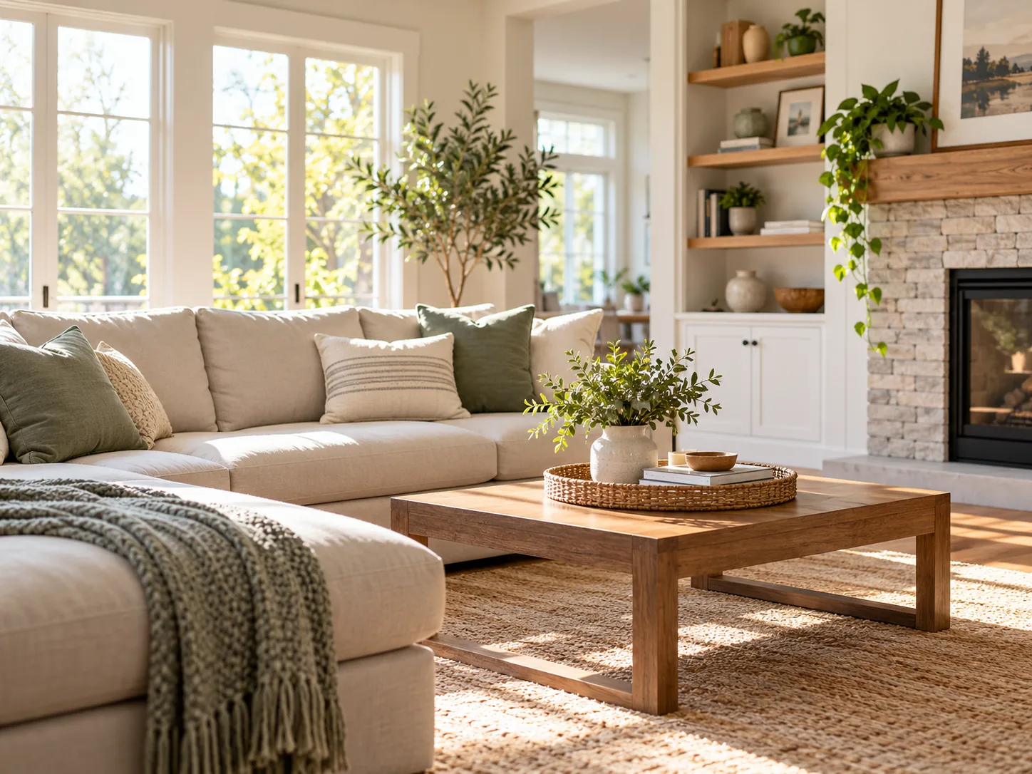 Bright, orderly and freshly cleaned modern home interior.